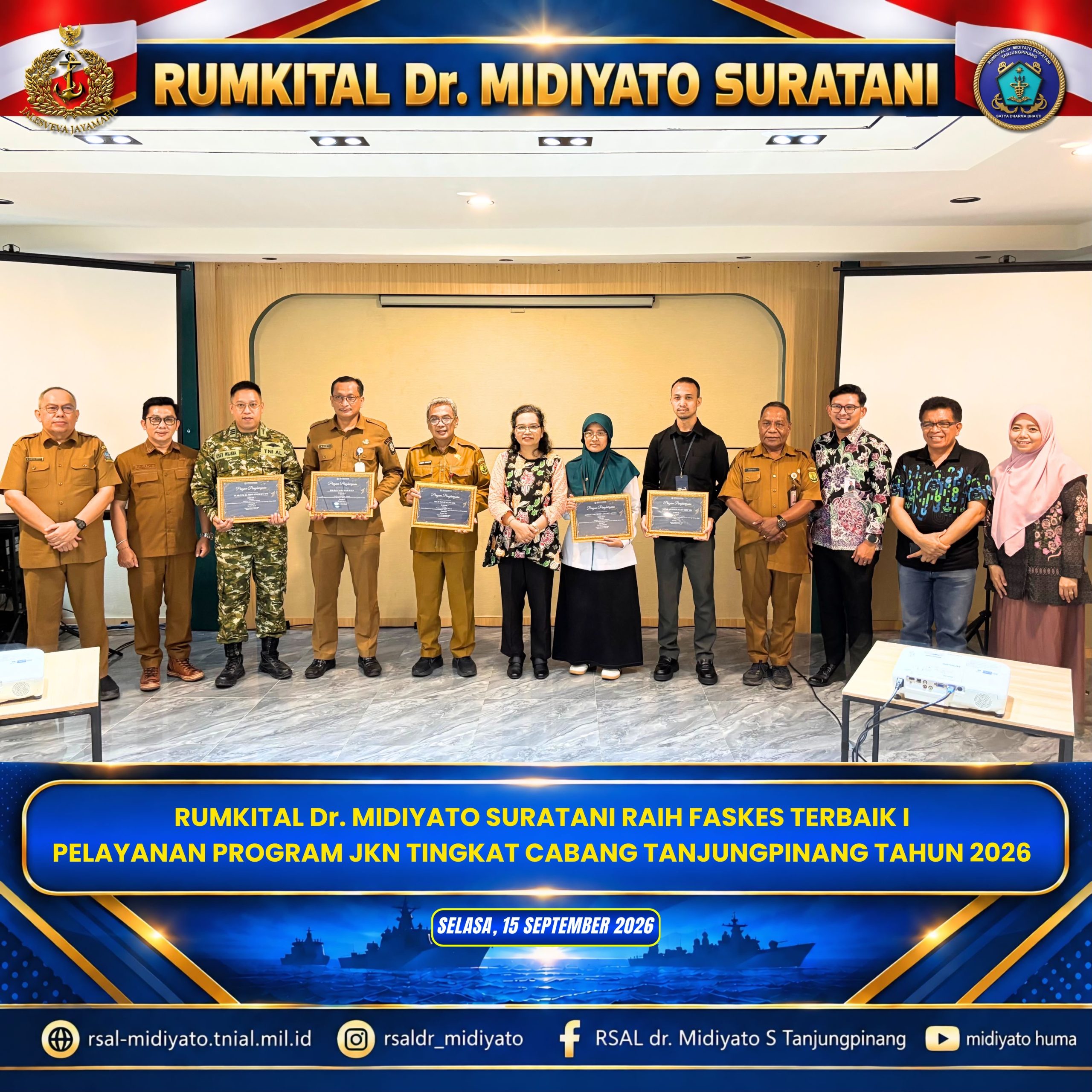 RUMKITAL Dr. MIDIYATO SURATANI RAIH FASKES TERBAIK I PELAYANAN PROGRAM JKN TINGKAT CABANG TANJUNGPINANG TAHUN 2026